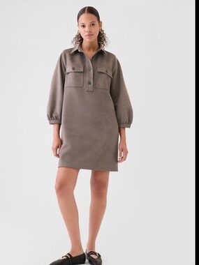 GAP Tall Vegan Suede Mini Shirt Dress